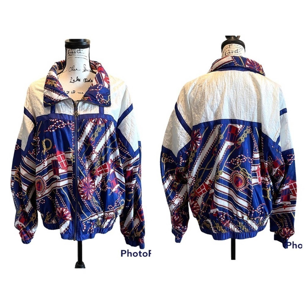 LAVON Windbreaker Jacket Vintage Nautical Size XLarge American theme Coastal - Picture 12 of 12